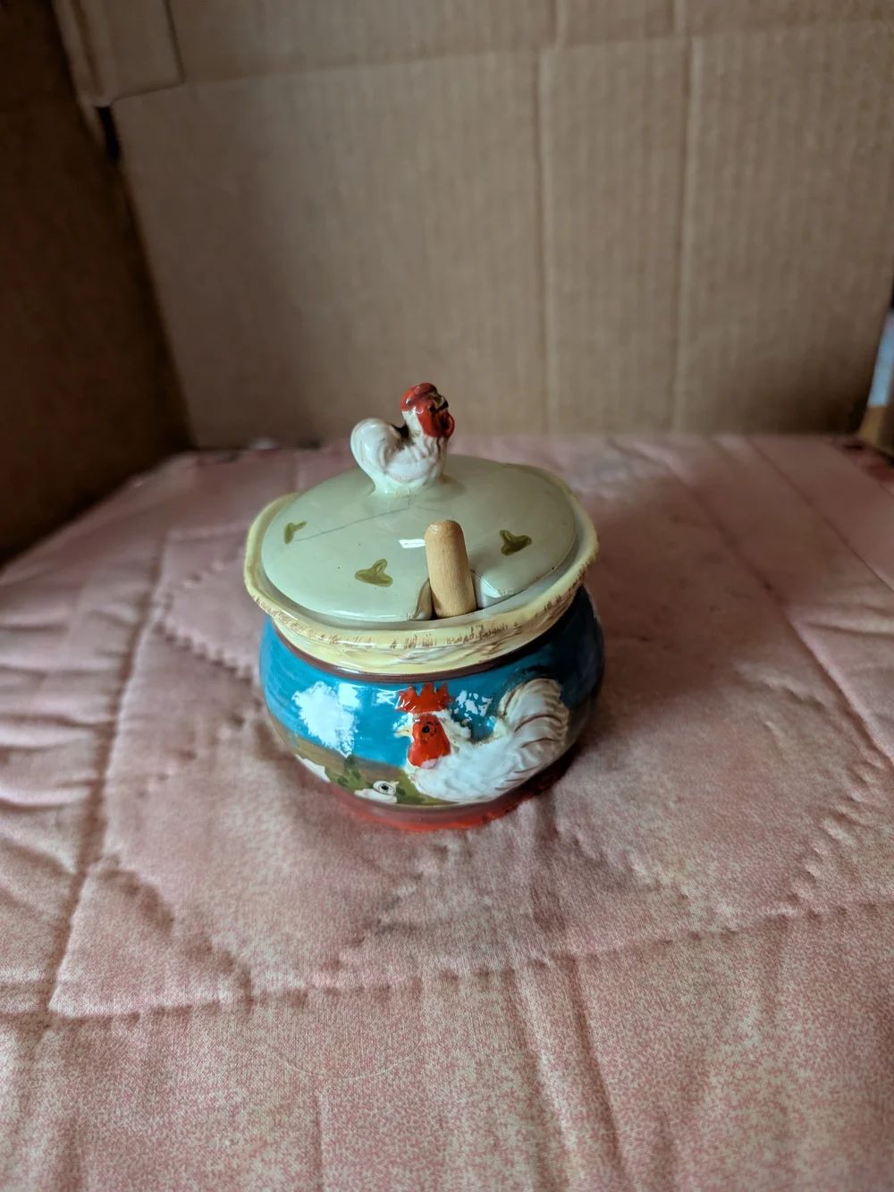 Hand-Painted Sugar Jar with Lid - Multicolor